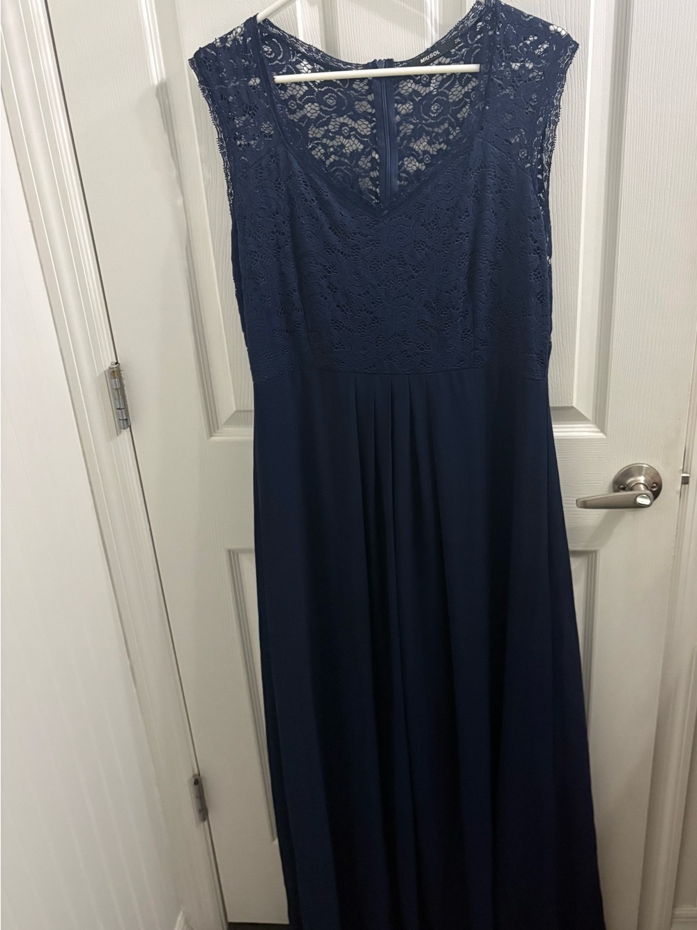 Miusol Navy Lace Bodice Maxi Gown